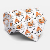 Pumpkin Spice Spooky Vibes gepersonaliseerd Stropdas (Opgerold)