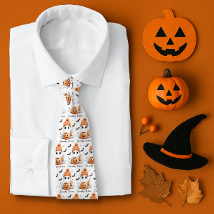 Pumpkin Spice Spooky Vibes gepersonaliseerd Stropdas