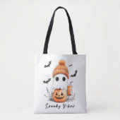 Pumpkin Spice Spooky Vibes gepersonaliseerd Tote Bag (Voorkant)
