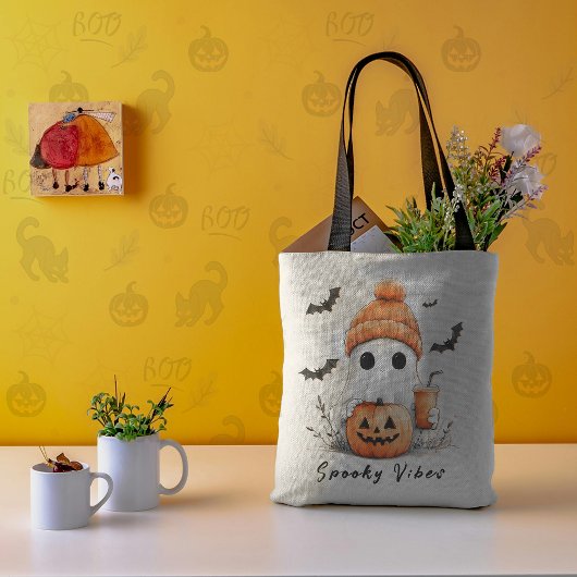 Pumpkin Spice Spooky Vibes gepersonaliseerd Tote Bag