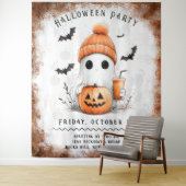 Pumpkin Spice Spooky Vibes gepersonaliseerd Wandkleed (In situ)