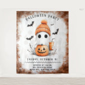 Pumpkin Spice Spooky Vibes gepersonaliseerd Wandkleed (Voorkant)