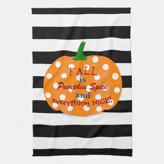 Pumpkin Spice Striped Kitchen Towel Theedoek (Verticaal)