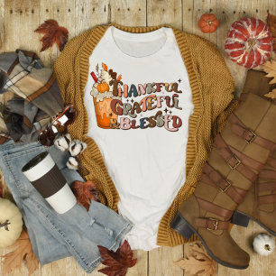 Pumpkin Spice Thankful Grateful Blessed T-Shirt