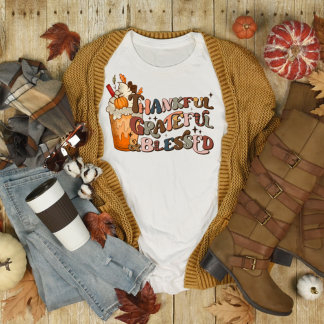 Pumpkin Spice Thankful Grateful Blessed T-Shirt