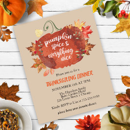 Pumpkin Spice Thanksgiving Budget bruine uitnodigi