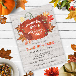 Pumpkin Spice Thanksgiving Gray Wood uitnodiging