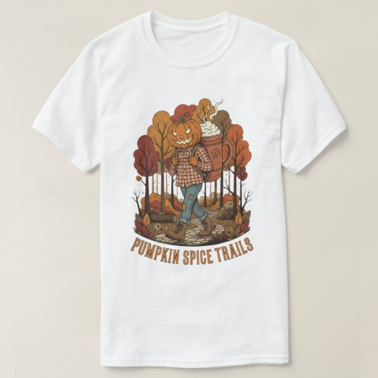 Pumpkin Spice Trails Herfst Wandelen Ontwerp T-shirt (Design voorkant)