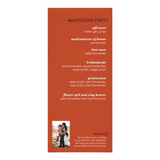 Pumpkin Spice Trouwprogramma Reclamekaart (Achterkant)