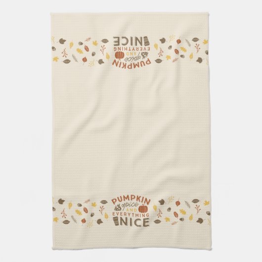 Pumpkin Spice Typografische Herfst Kitchen Towel Theedoek (Verticaal)