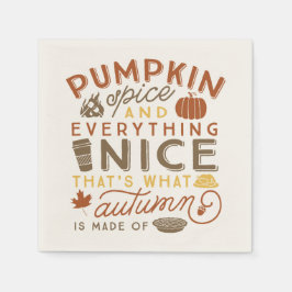 Pumpkin Spice Typographic Autumn Cocktail Napkin Servetten