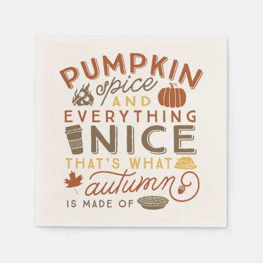 Pumpkin Spice Typographic Autumn Cocktail Napkin Servetten (Voorkant)