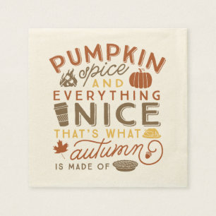 Pumpkin Spice Typographic Autumn Cocktail Napkin Servetten