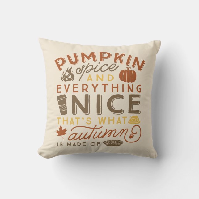 Pumpkin Spice Typographic Autumn Sierkussen (Voorkant)