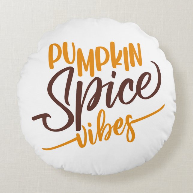 Pumpkin Spice Vibes Rond Kussen (Voorkant)