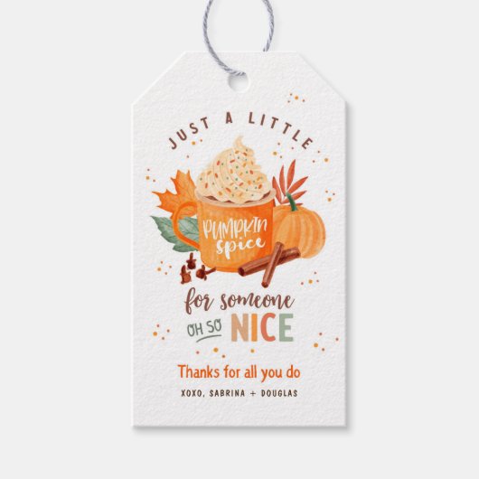 Pumpkin Spice voor iemand met een mooie Thanksgivi Cadeaulabel (Voorkant)