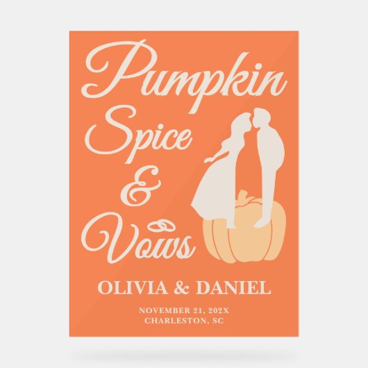 Pumpkin Spice & Vows | Fall Wedding Welkom Acryl Bord (Voorkant)