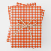 Pumpkin Spice Waterverf Gingham Sinaasappel Inpakpapier Vel (In situ)