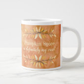 Pumpkin Spice Waterverf Oranje herfst Leaf Border Grote Koffiekop (Rechts)