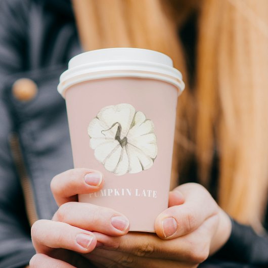 Pumpkin Spice Waterverf Pumpkin| Wit en Roze Papieren Bekers