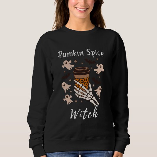 Pumpkin Spice Witch Coffee Skeleton - Vrouwen Shir Trui (Voorkant)