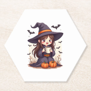Pumpkin Spice Witch - Schattigee Halloween Coffee Kartonnen Onderzetters