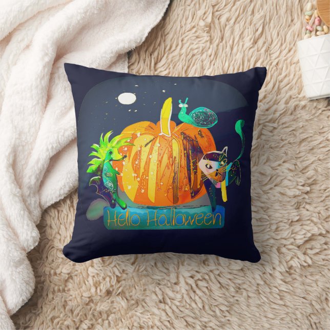 Pumpkin Spirit – Halloween Animals & Moon Wall Clo Kussen (Deken)