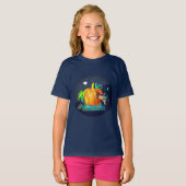 Pumpkin Spirit Magic Fun Halloween Dieren & Maan T-shirt (Voorkant volledig)