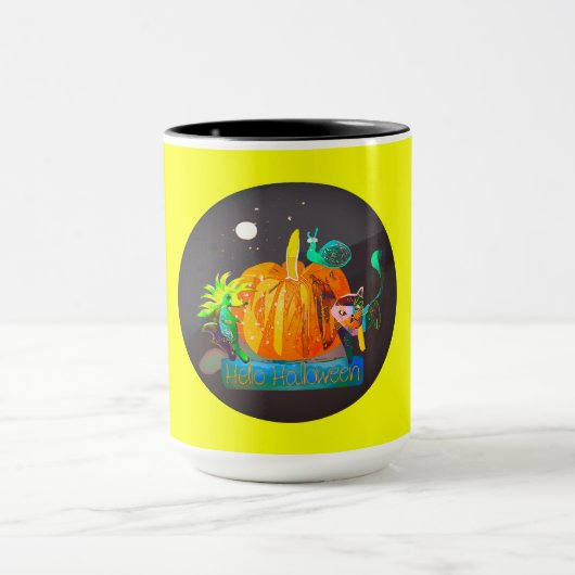 Pumpkin Spirit Mug – Cute Halloween Animals & Moon Mok (Midden)