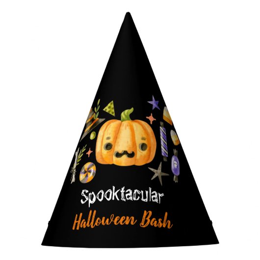 Pumpkin Spooktacular Halloween Bash Black Feesthoedjes (Voorkant)