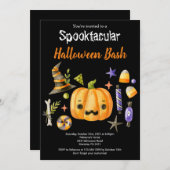 Pumpkin Spooktacular Halloween Bash Black Kaart (Voorkant / Achterkant)