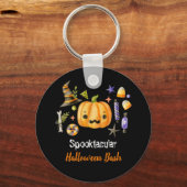 Pumpkin Spooktacular Halloween Bash Black Sleutelhanger (Voorkant)