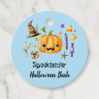 Pumpkin Spooktacular Halloween Bash Blue Bedankjes Labels