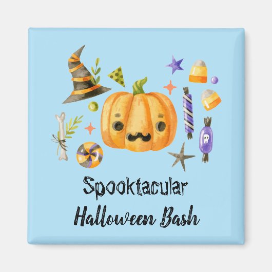 Pumpkin Spooktacular Halloween Bash Blue Magneet (Voorkant)