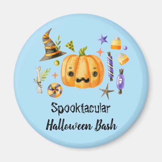 Pumpkin Spooktacular Halloween Bash Blue Magneet (Voorkant)