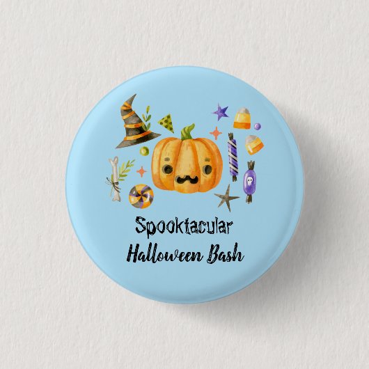 Pumpkin Spooktacular Halloween Bash Blue Ronde Button 3,2 Cm (Voorkant)