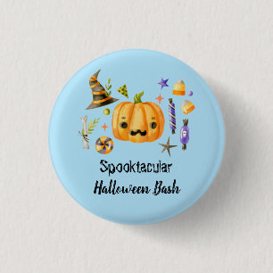 Pumpkin Spooktacular Halloween Bash Blue Ronde Button 3,2 Cm