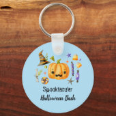 Pumpkin Spooktacular Halloween Bash Blue Sleutelhanger (Voorkant)