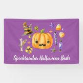 Pumpkin Spooktacular Halloween Bash Paars Spandoek (Horizontaal)
