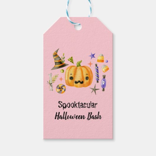 Pumpkin Spooktacular Halloween Bash Pink Cadeaulabel (Voorkant)