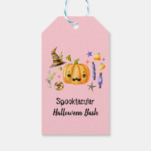 Pumpkin Spooktacular Halloween Bash Pink Cadeaulabel (Achterkant)