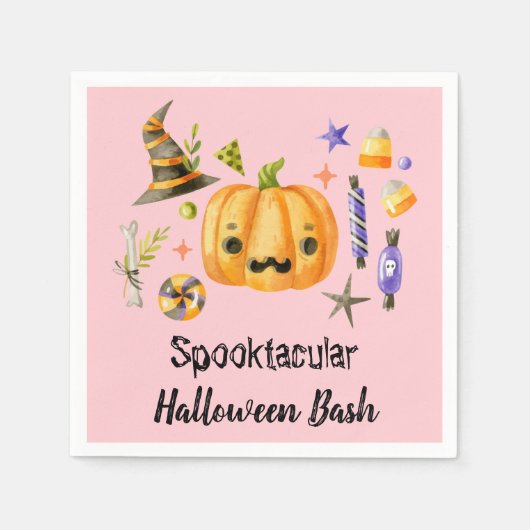 Pumpkin Spooktacular Halloween Bash Pink Servet (Voorkant)