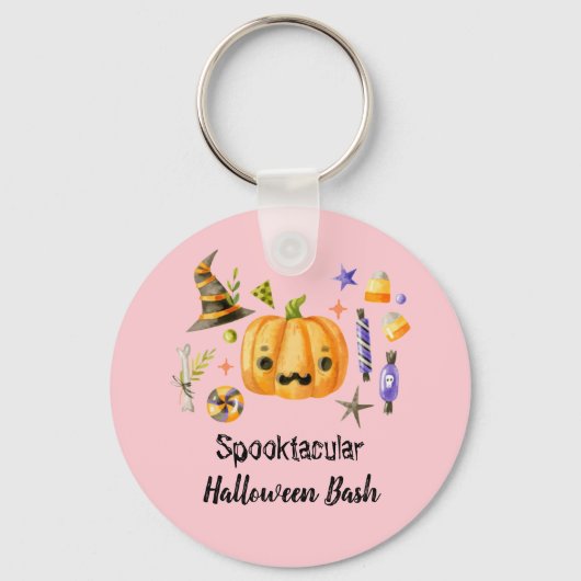 Pumpkin Spooktacular Halloween Bash Pink Sleutelhanger (Voorkant)