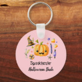 Pumpkin Spooktacular Halloween Bash Pink Sleutelhanger (Voorkant)