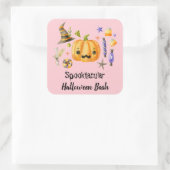 Pumpkin Spooktacular Halloween Bash Pink Vierkante Sticker (Tas)