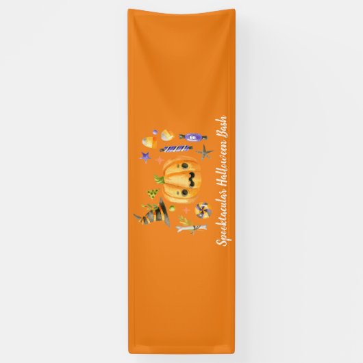 Pumpkin Spooktacular Halloween Bash Sinaasappel Spandoek (Verticaal)