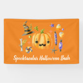 Pumpkin Spooktacular Halloween Bash Sinaasappel Spandoek (Horizontaal)