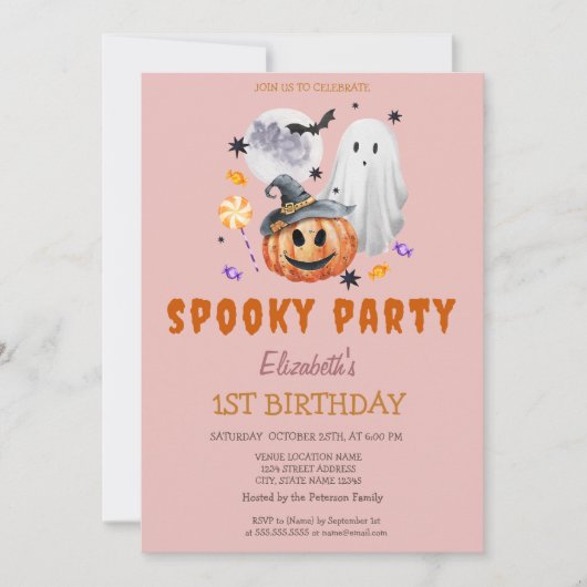 Pumpkin Spooky Party Verjaardag Kaart (Voorkant)