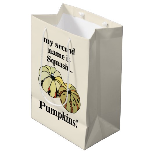 Pumpkin Squash Funny Pumpkins Medium Cadeauzakje (Voorkant Gekanteld)