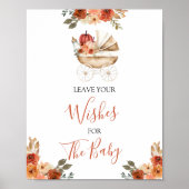 Pumpkin Stroller Baby Shower Leave Your Wishes Poster (Voorkant)
